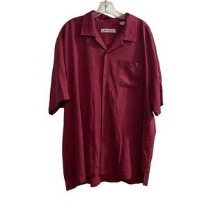 Tommy Bahama Men's XL Red Silk Short Sleeve Button-Up Shirt